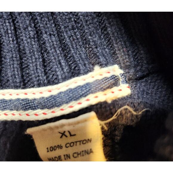 Weatherproof XL $85 Vintage 100% Cotton Navy Ribbed Knit Quarter Button Sweater - Picture 7 of 9